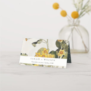Elegante rustikale, gelbe Daffodil-Blumenhochzeit Platzkarte
