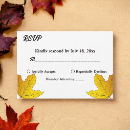 Elegante Rustikale Gold-Blätter fallen blutige Hoc RSVP Karte