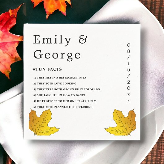 Elegante Rustikale Gold-Blätter fallen blutige Hoc Serviette