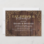 Elegante Rustikale GoldglitterErntedankend Einladu Einladung (Vorderseite)