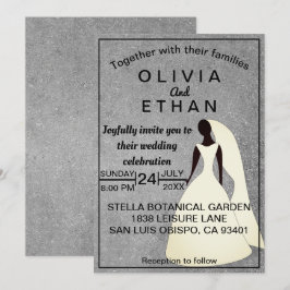 Elegante rustikale, grau-konkrete Braut Chic Weddi Einladung