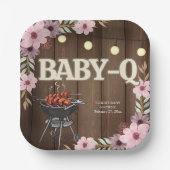 Elegante rustikale Grill Baby-Q Grill Babydusche Pappteller (Vorderseite)