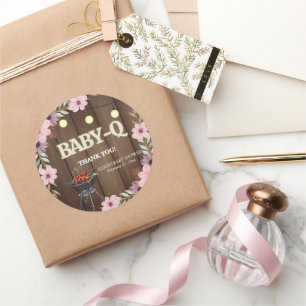 Elegante rustikale Grill Baby-Q Grill Babydusche Runder Aufkleber