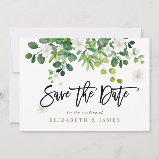Elegante rustikale Grün-Hochzeit - Save The Date (Vorderseite)