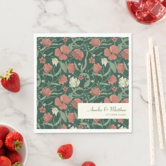 Elegante rustikale, grüne Blütenhochzeit Serviette (Beispiel)