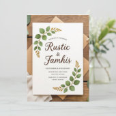 Elegante Rustikale Grüne Einladung zur Hochzeit (Stehend Vorderseite)