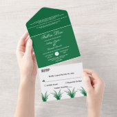 Elegante Rustikale Grüngras Boho Chic Hochzeit im All In One Einladung (Abreißen)