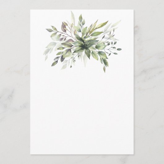Elegante Rustikale Grünpflanzen Hochzeit Einladung (Rückseite)