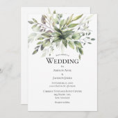 Elegante Rustikale Grünpflanzen Hochzeit Einladung (Vorne/Hinten)
