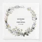 Elegante Rustikale, handgezeichnete Winterkiefernz Serviette (Vorderseite)