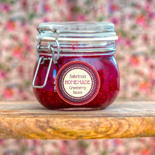 Elegante Rustikale, hausgemachte Cranberry Sauce Etiketten