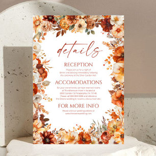 Elegante Rustikale Herbst-Herbst-Blumen-Hochzeitsd Begleitkarte