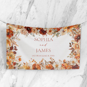 Elegante Rustikale Herbst-Herbst-Blumenhochzeit Banner