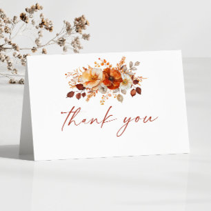 Elegante Rustikale Herbst-Hochzeit mit Blumen Dankeskarte