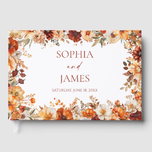 Elegante Rustikale Herbst-Hochzeit mit Blumen Gästebuch (Vorderseite)