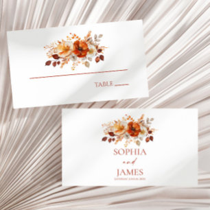 Elegante Rustikale Herbst-Hochzeit mit Blumen Platzkarte