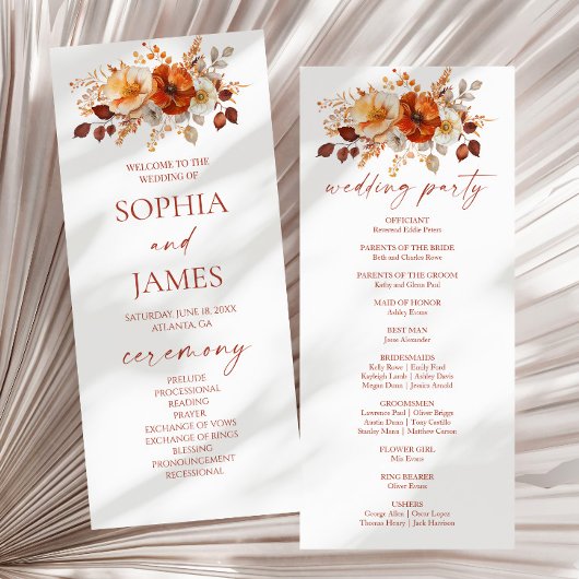 Elegante Rustikale Herbst-Hochzeit mit Blumen Programm