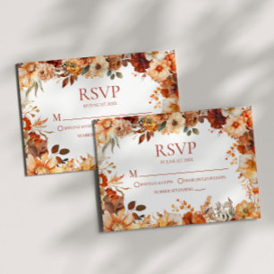 Elegante Rustikale Herbst-Hochzeit mit Blumen RSVP Karte