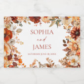 Elegante Rustikale Herbst-Hochzeit mit Blumen Schaumweinetikett (Einzelnes Label)
