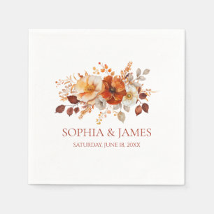 Elegante Rustikale Herbst-Hochzeit mit Blumen Serviette