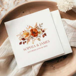 Elegante Rustikale Herbst-Hochzeit mit Blumen Serviette