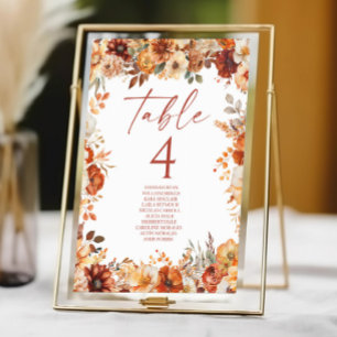 Elegante Rustikale Herbst-Hochzeit mit Blumen Tischnummer