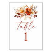 Elegante Rustikale Herbst-Hochzeit mit Blumen Tischnummer (Rückseite)