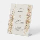 Elegante rustikale Herbstbeige Hochzeitssignaturge Sockelschild (Vorderseite)