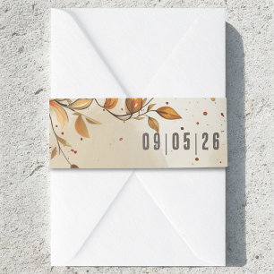 Elegante rustikale Herbstblätter Hochzeit Einladungsbanderole