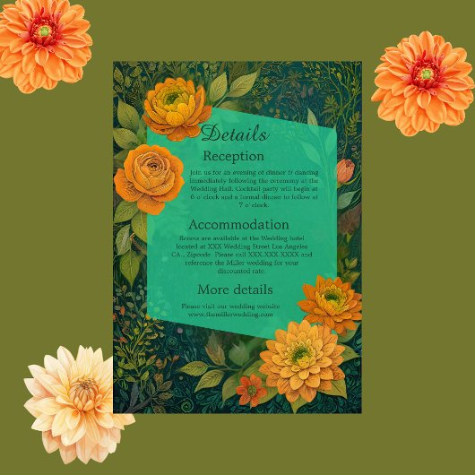 elegante rustikale Herbstblütenhochzeit Begleitkarte