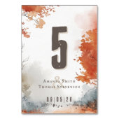 Elegante rustikale Herbsthochzeit Tischnummer (Rückseite)