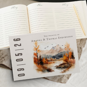 Elegante rustikale Herbstlandschaft Hochzeit Gästebuch