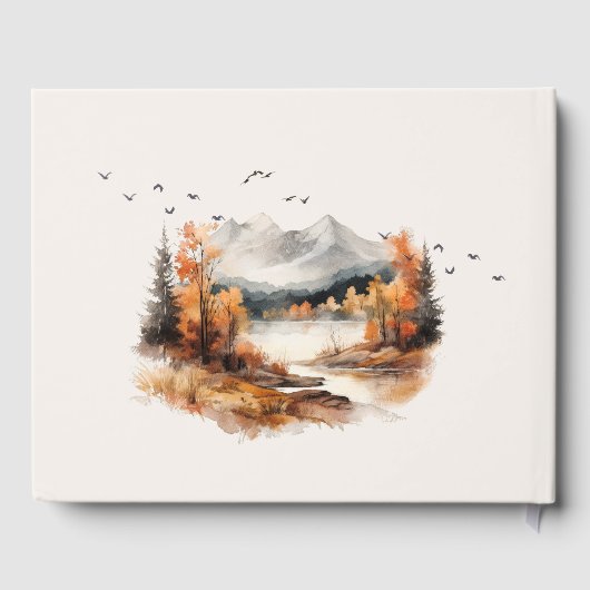 Elegante rustikale Herbstlandschaft Hochzeit Gästebuch (Rückseite)