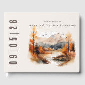 Elegante rustikale Herbstlandschaft Hochzeit Gästebuch (Vorderseite)