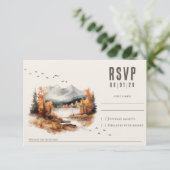 Elegante rustikale Herbstlandschaft mit Textur RSVP Karte (Stehend Vorderseite)