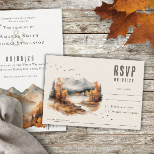 Elegante rustikale Herbstlandschaft mit Textur RSVP Karte