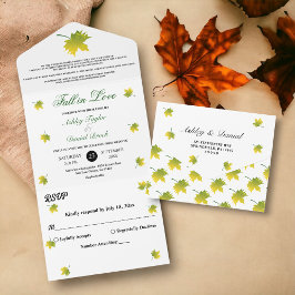 Elegante rustikale Herbstlaub Herbstblütenhochzeit All In One Einladung