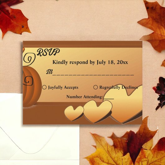 Elegante rustikale Herbstlaub Pumpkin Floral Weddi RSVP Karte