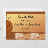 Elegante rustikale Herbstlaub Pumpkin Floral Weddi Save The Date (Vorderseite)