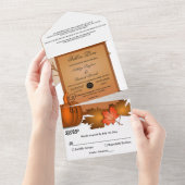 Elegante rustikale Herbstlaub Pumpkin Herbsthochze All In One Einladung (Abreißen)