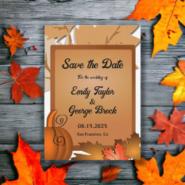 Elegante rustikale Herbstlaub Pumpkin Herbsthochze Save The Date