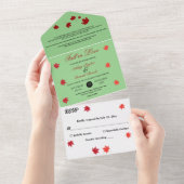 Elegante rustikale Herbstlaub träumen von grüner H All In One Einladung (Abreißen)