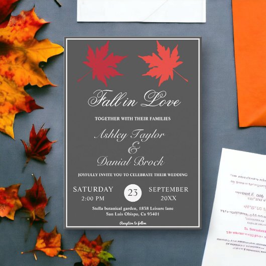 Elegante Rustikale Herbstlaube Gray Boho Hochzeit  Einladung