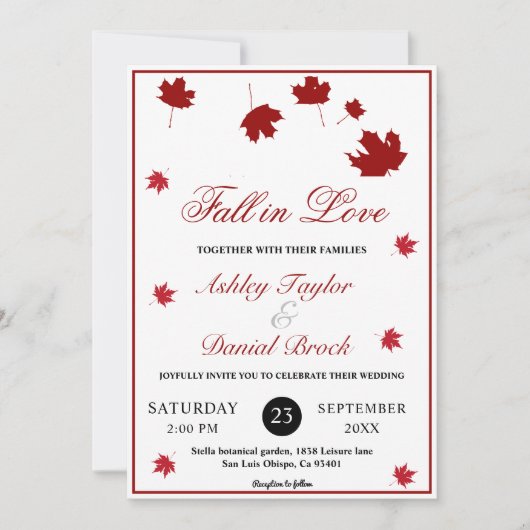 Elegante rustikale Herbstlaube Romantische Hochzei Einladung (Vorderseite)