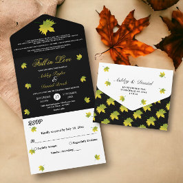 Elegante rustikale Herbstlaube Schwarz-Weiß-Hochze All In One Einladung