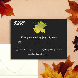 Elegante rustikale Herbstlaube Schwarz-Weiß-Hochze RSVP Karte