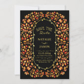 Elegante rustikale Herbstlaubs Boho Wedding Save The Date (Vorderseite)