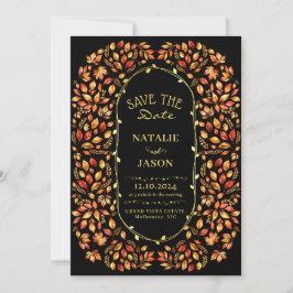 Elegante rustikale Herbstlaubs Boho Wedding Save The Date