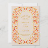 Elegante rustikale Herbstlaubs Boho Wedding Save The Date (Vorderseite)