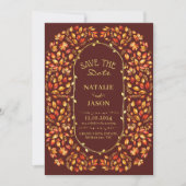 Elegante rustikale Herbstlaubs Boho Wedding Save The Date (Vorderseite)